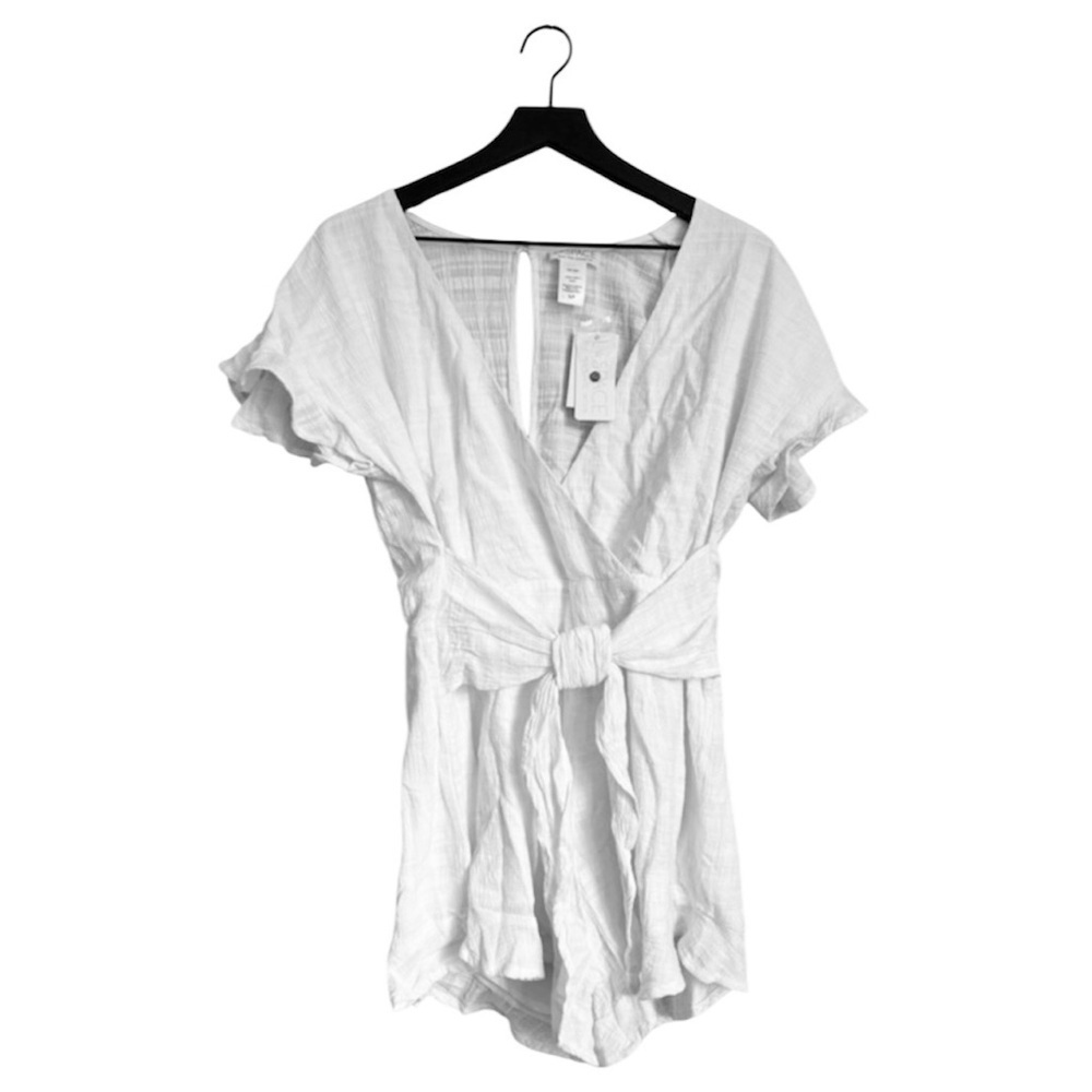 NEW L*SPACE White Ruffle Tie-Front Rosalyn Romper